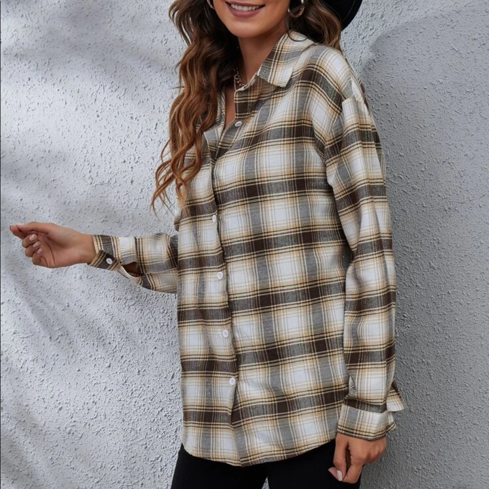 Plaid print drop shoulder shirt - Picture 7 of 8